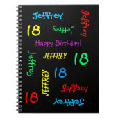 18th Birthday Party Guest Book, Repat Name Black Notitieboek (Voorkant)
