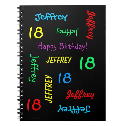 18th Birthday Party Guest Book, Repat Name Black Notitieboek (Voorkant)