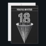 18th Birthday Party Invitation - Silver and Black, Kaart<br><div class="desc">Abstract met een faux-metalen patroon waardoor dit bijzonder cool wordt voor dat jonge man. Pas de achterzijde aan met uw informatie en maak het uw eigen.</div>