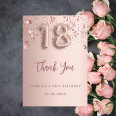18th Birthday roos Gold Stars Dank u kaart