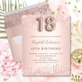 18th Birthday roos gouden glitter budget uitnodigi