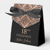 18th Birthday Rose Gold Damask Thank You Bedankdoosjes (Voorkant Zijde)