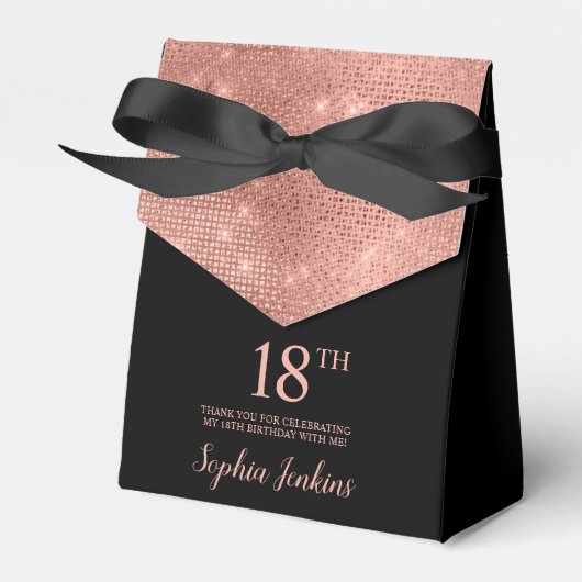 18th Birthday Rose Gold Thank You Favor Box Bedankdoosjes (Voorkant Zijde)