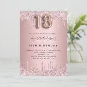 18th Birthday roze stoffige roos glitter roze luxe Kaart (Staand voorkant)