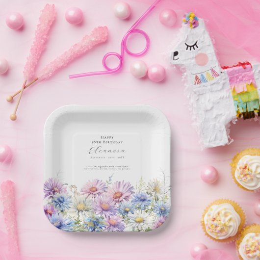 18th Birthday September Birth Flower Papieren Bordje (Feest)