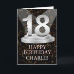 18th Birthday Spotlights Voeg een naam toe Kaart<br><div class="desc">Maak een 18e verjaardagskaart extra speciaal door een naam toe te voegen. Het nummer 18 op een sokkel met schijnwerpers die oplichten om het op te lichten!</div>