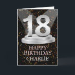 18th Birthday Spotlights Voeg een naam toe Kaart<br><div class="desc">Maak een 18e verjaardagskaart extra speciaal door een naam toe te voegen. Het nummer 18 op een sokkel met schijnwerpers die oplichten om het op te lichten!</div>