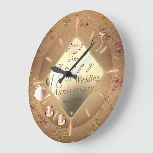 18th Cat's Eye Bruiloft Jubileum Wandklok (Hoek)