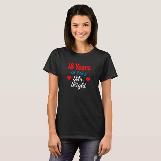 18th Wedding Anniversary for Men Him Mr Right Husb T-shirt (Voorkant volledig)