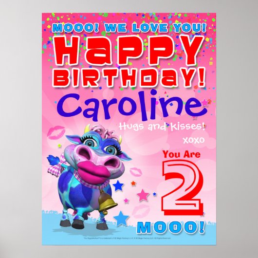 18x24-inch GiggleBellies Kissy Moo Birthday Poster (Voorkant)