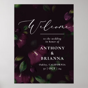 18x24 inch Moody Paarse Bruiloft welkom  Poster