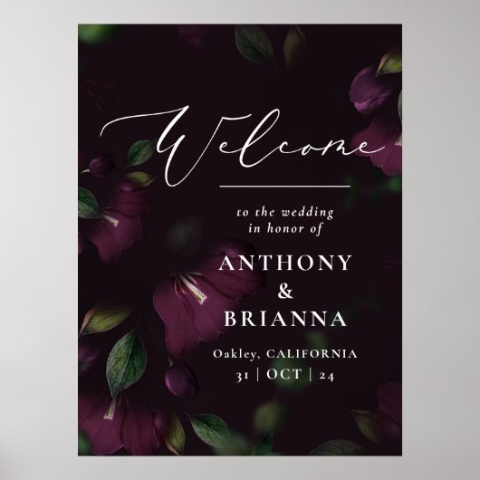 18x24 inch Moody Paarse Bruiloft welkom Poster (Voorkant)