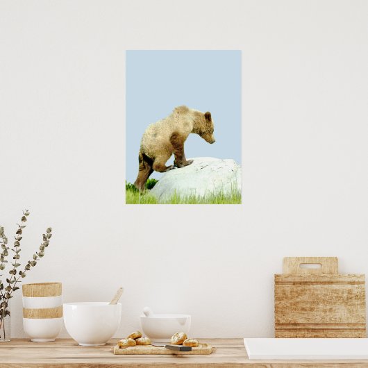 18x24 Poster papier (Matte) met grizzly beer cub (Keuken)