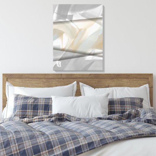 18x24" Sandy Tornado Trend Abstracte Kunst Beige Canvas Afdruk (Insitu (Slaapkamer))