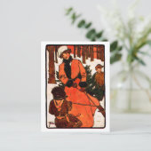 1900 Art Nouveau Christmas Feestdagenkaart (Staand voorkant)