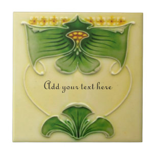 1900 Art Nouveau Repro Floral Tile aan Personalise Tegeltje