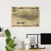 1900 Atlantic City NJ Birds Eye Uitzicht Panoramic Poster (Thuiskantoor)