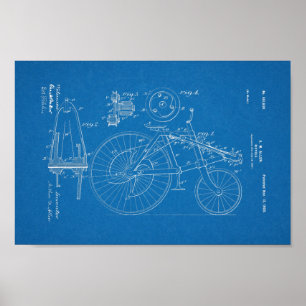 1900  blauwdruk voor fietspatronen afdrukken poster