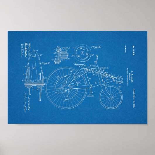 1900 blauwdruk voor fietspatronen afdrukken poster (Voorkant)