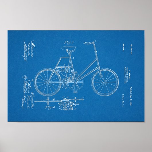 1900 blauwdruk voor fietspatronen poster (Voorkant)