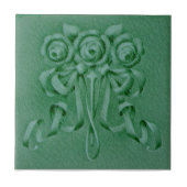 1900 Boote Rozen Green Faux Relief Reproduction Tegeltje (Voorkant)