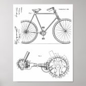 1900 Chainless Bicycle Design Patent Art Print (Voorkant)