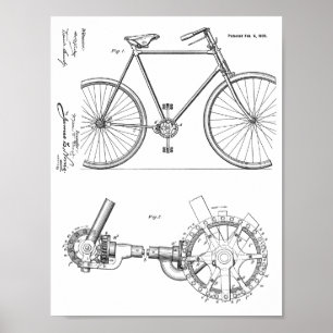 1900 Chainless Bicycle Design Patent Art Print