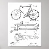 1900 Chainless Bicycle Design Patent Art Print (Voorkant)
