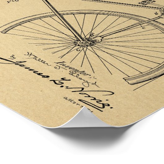 1900 Chainless Bicycle Design Patent Art Print (Hoek)