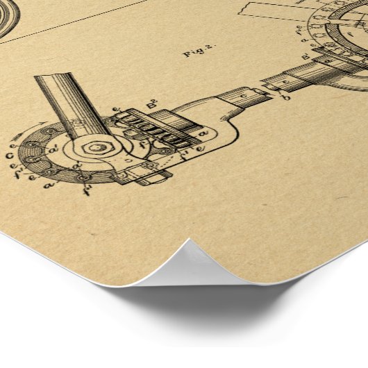 1900 Chainless Bicycle Design Patent Art Print (Hoek)