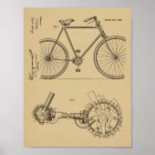 1900 Chainless Bicycle Design Patent Art Print (Voorkant)