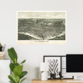 1900 Cincinnati, OH Birds Eye Uitzicht Panoramic M Poster (Thuiskantoor)