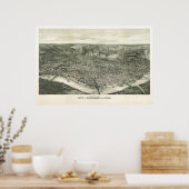 1900 Cincinnati, OH Birds Eye Uitzicht Panoramic M Poster (Keuken)