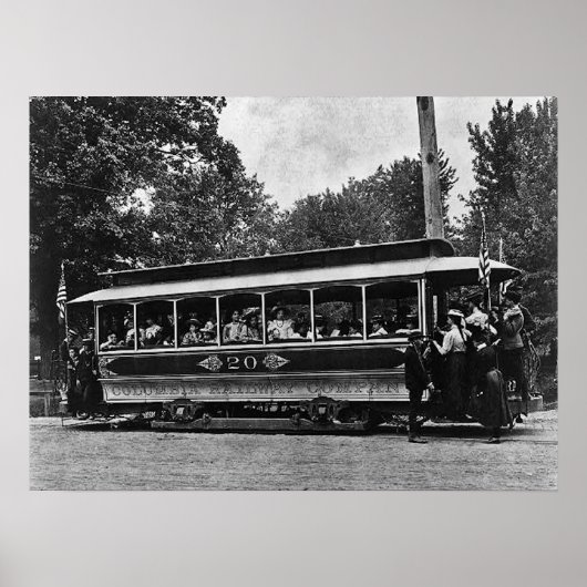 1900 Columbia Railway Trolley Poster (Voorkant)