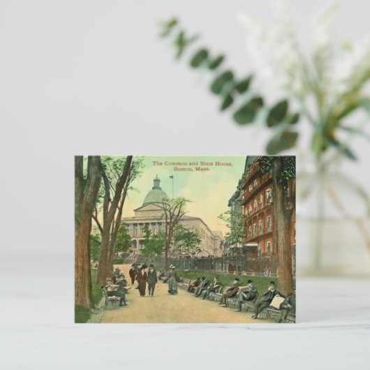 1900 Common and State House Boston MA Poster Briefkaart (Staand voorkant)