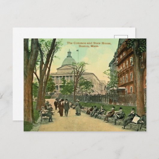  1900 Common and State House Boston MA Poster Briefkaart (Voorkant / Achterkant)