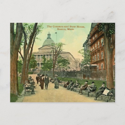 1900 Common and State House Boston MA Poster Briefkaart (Voorkant)