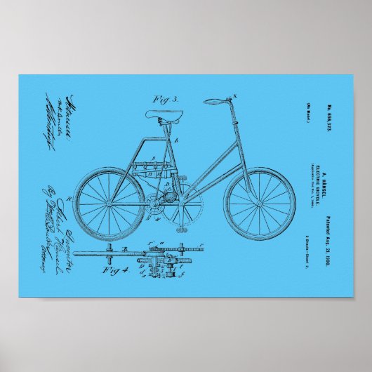 1900 — elektrische fietspataderafdrukken poster (Voorkant)