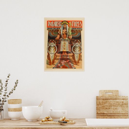 1900  fietspalmbanden en kunstdrukken poster (Keuken)