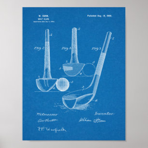 1900 Golf Club Design Patent Art-afdrukken Poster