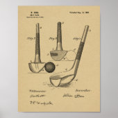  1900 Golf Club Design Patent Art-afdrukken Poster (Voorkant)