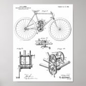 1900 High Speed Gear Bicycle Design Patent Print (Voorkant)
