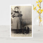 1900 Jong Meisje en haar Hond Kaart (Gele Bloem)