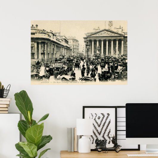 1900 London Royal Exchange en Bank of England Poster (Thuiskantoor)