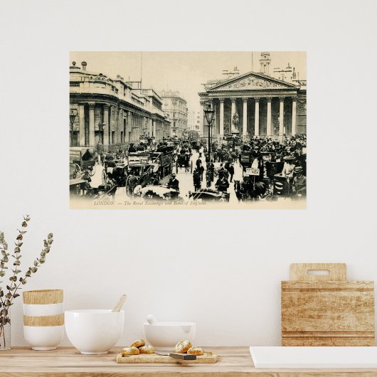 1900 London Royal Exchange en Bank of England Poster (Keuken)
