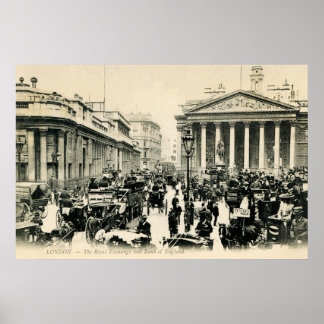 1900 London Royal Exchange en Bank of England Poster