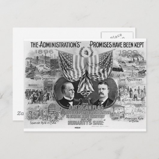 1900 Mckinley-Teddy Roosevelt Briefkaart (Voorkant / Achterkant)