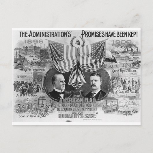 1900 Mckinley-Teddy Roosevelt Briefkaart (Voorkant)
