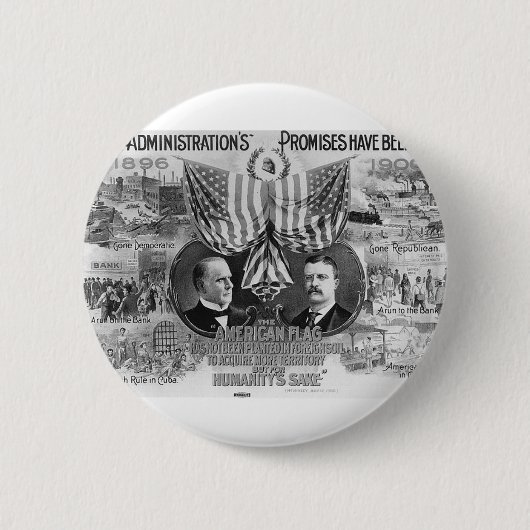1900 Mckinley-Teddy Roosevelt Ronde Button 5,7 Cm (Voorkant)