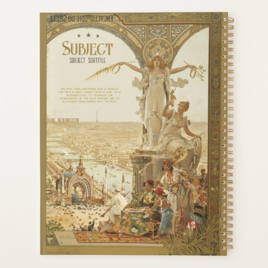 1900 Paris Exhibition Poster Gepersonaliseerde Pla Planner (Achterkant)